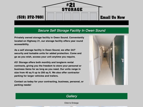 Screenshot of the #21 Self Storage homepage, 21selfstorage.ca, captured 2026-08-19, shown as the evidence for this review