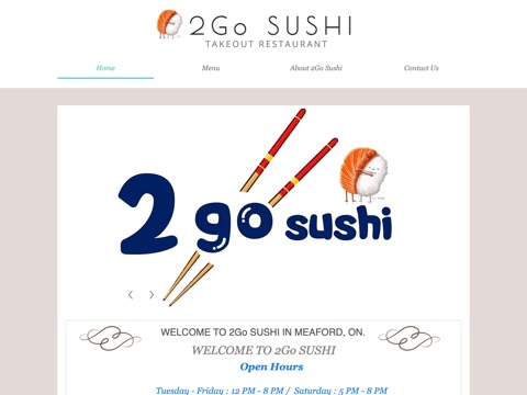 Screenshot of the 2go sushi website