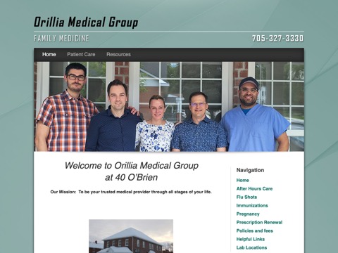 Screenshot of the 40 O'Brien Physicians homepage, www.40obrien.ca, captured 2026-08-19, shown as the evidence for this review