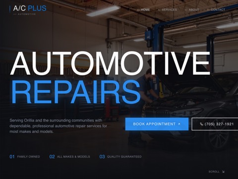 Screenshot of the A/C PLUS AUTOMOTIVE REPAIRS website