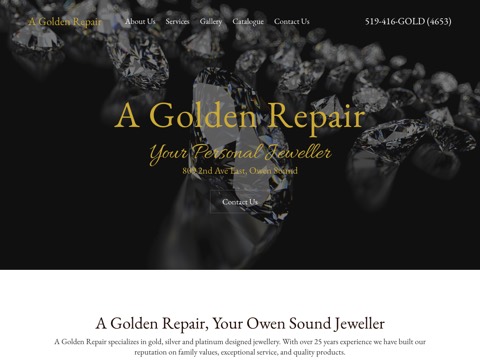 Screenshot of the A Golden Repair website