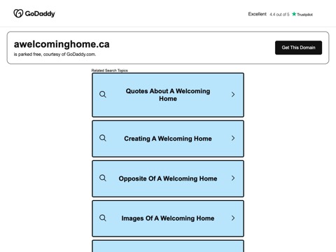 Screenshot of the A Welcoming Home homepage, www.awelcominghome.ca, captured 2026-08-19, shown as the evidence for this review