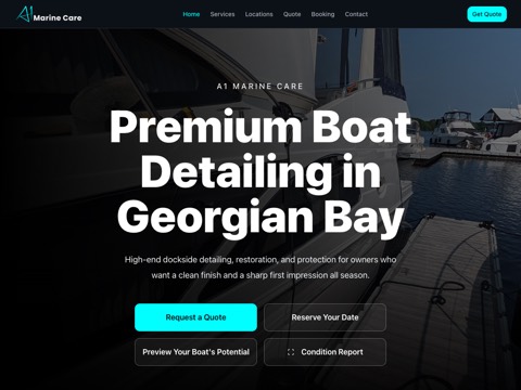 Screenshot of the A1 Marine Care website