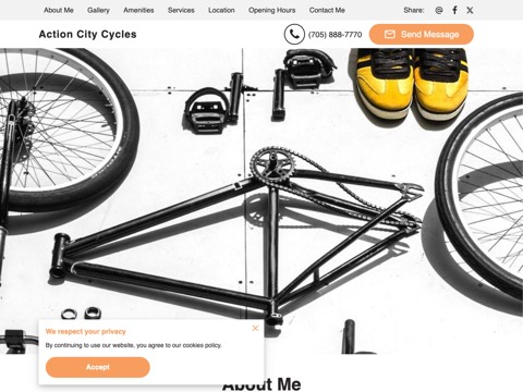 Screenshot of the Action City Cycles website
