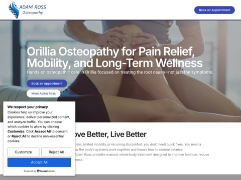 Screenshot of the Adam Ross Osteopathy website