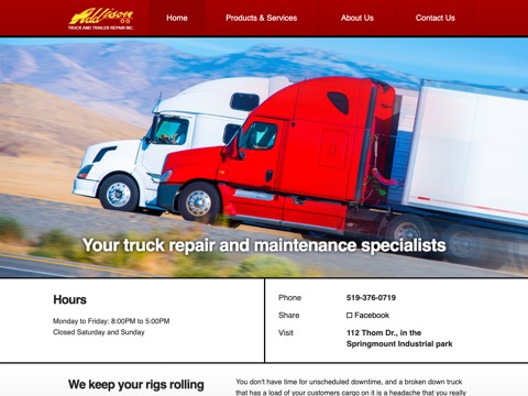 Screenshot of the Addison Truck & Trailer Repair Inc homepage, addisontruck.com, captured 2026-08-19, shown as the evidence for this review