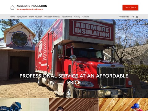Screenshot of the Addmore Insulation website