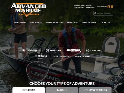 Screenshot of the Advanced Marine & Powersports website