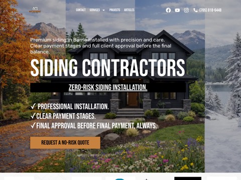 Screenshot of the AG EXTERIORS MATTER INC website
