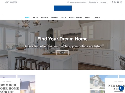 Screenshot of the Alex Monge Real Estate - RE/MAX Hallmark Chay Realty | Best Real Estate Agent Barrie Ontario website