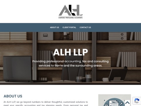 Screenshot of the ALH LLP homepage, www.alhllp.com, captured 2026-08-19, shown as the evidence for this review