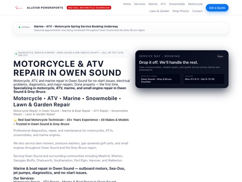 Screenshot of the Allstar Powersports website