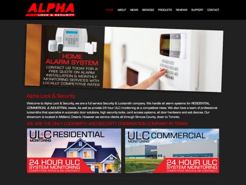 Screenshot of the Alpha Lock & Security website