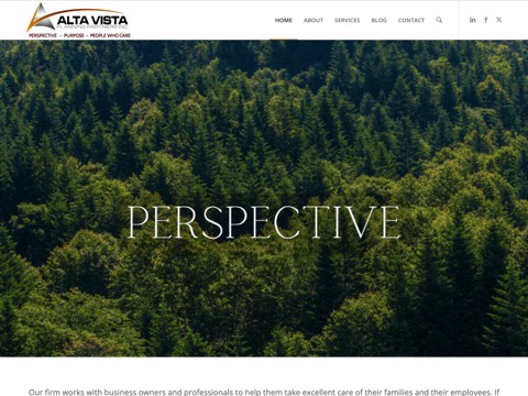 Screenshot of the Alta Vista Planning Partners Inc. homepage, altavistaplanning.com, captured 2026-08-19, shown as the evidence for this review
