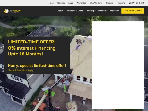 Screenshot of the AM Group Exteriors website