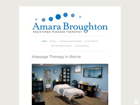 Screenshot of the Amara Broughton RMT homepage, abrmt.wordpress.com, captured 2026-08-19, shown as the evidence for this review