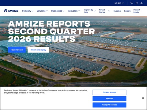 Screenshot of the Amrize Canada Inc. website
