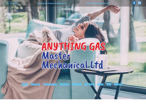 Screenshot of the Anything Gas Heating & AC homepage, www.barrieheatingandairconditioning.com, captured 2026-08-19, shown as the evidence for this review