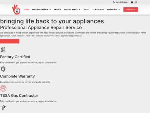 Screenshot of the APPFIX Inc. website