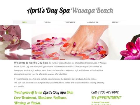 Screenshot of the April’s Day Spa website