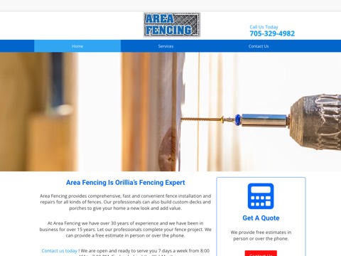 Screenshot of the Area Fencing website