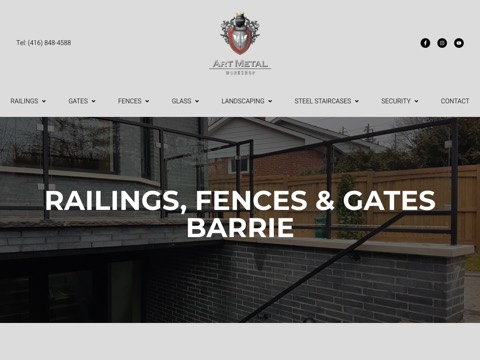 Screenshot of the Art Metal Railings Barrie - Gates, Fences website