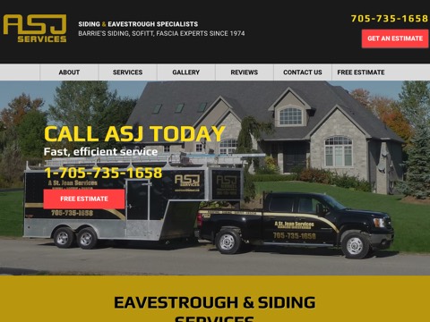 Screenshot of the ASJ Services Barrie website