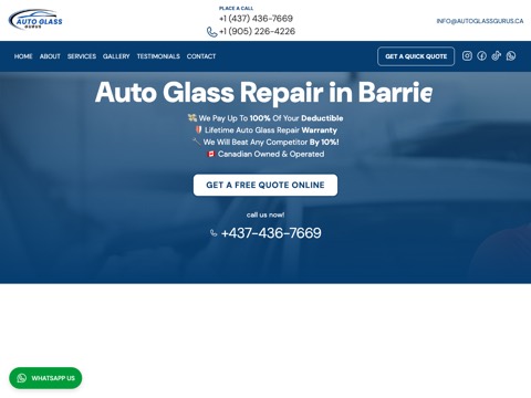 Screenshot of the Auto Glass Gurus website