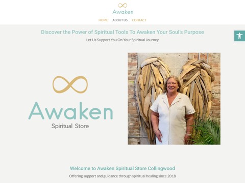 Screenshot of the Awaken Spiritual Store homepage at awaken.store, captured 2026-08-19, shown as the evidence for the review on this page