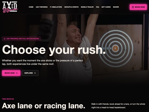Screenshot of the AXED @ The Bunker website