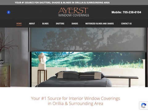 Screenshot of the Ayerst Interiors Inc homepage, ayerstinteriors.com, captured 2026-08-19, shown as the evidence for this review