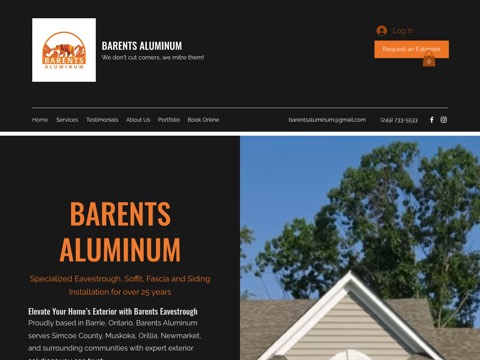Screenshot of the Barents Aluminum website