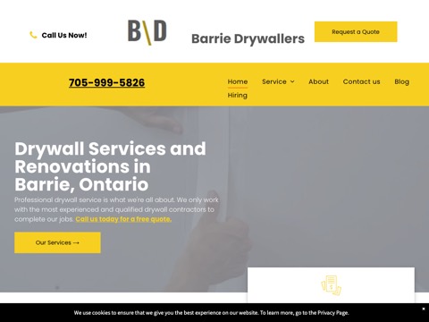 Screenshot of the Barrie Drywallers website