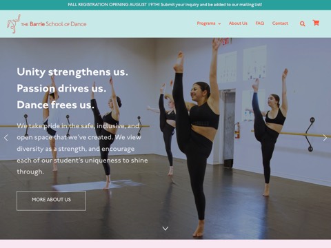 Screenshot of the Barrie School Of Dance Inc website