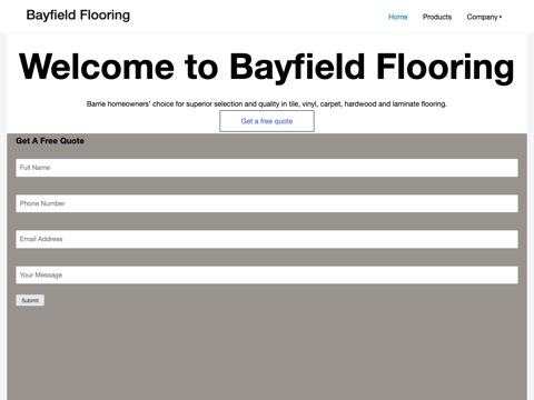 Screenshot of the Bayfield Carpet and Flooring website