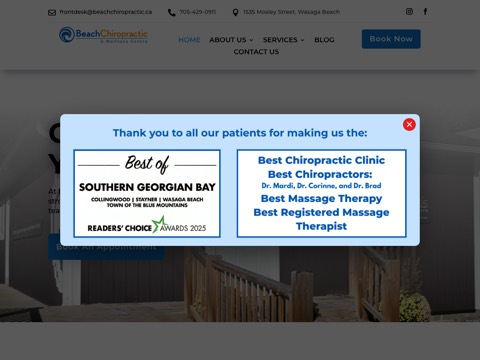 Screenshot of the Beach Chiropractic & Wellness Centre website