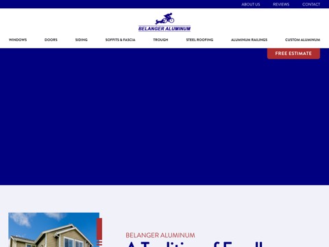 Screenshot of the Belanger Aluminum website