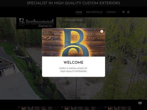 Screenshot of the Birchwood Construction Inc. website