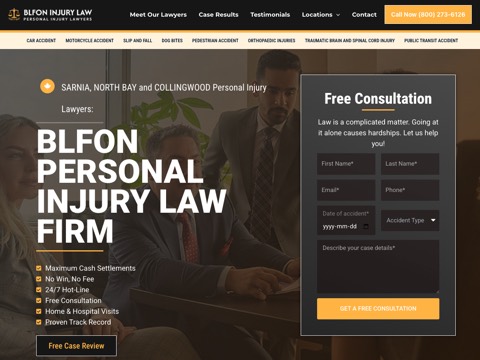 Screenshot of the BLFON Personal Injury Lawyer website