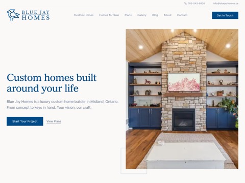 Screenshot of the Blue Jay Homes website