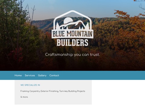 Screenshot of the Blue Mountain Builders Ltd website