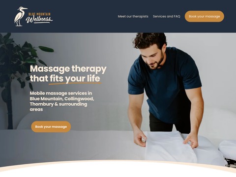Screenshot of the Blue Mountain Wellness — Mobile Massage Therapy website