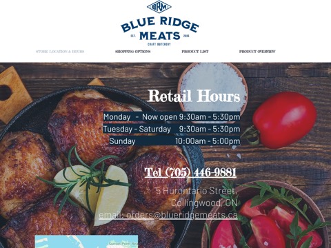 Screenshot of the Blue Ridge Meats website