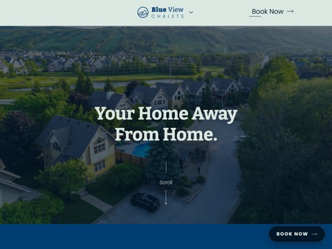 Screenshot of the Blue View Chalets website