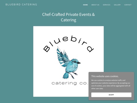 Screenshot of the Bluebird catering co website