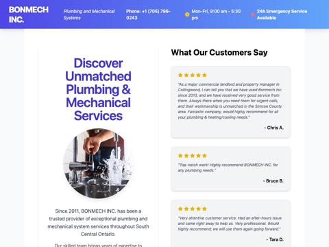 Screenshot of the BONMECH INC website