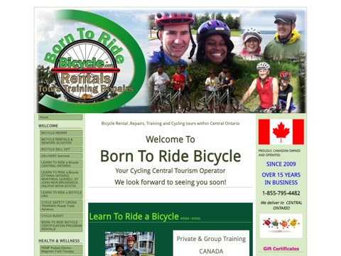 Screenshot of the Born To Ride Bicycle Mobile Services website