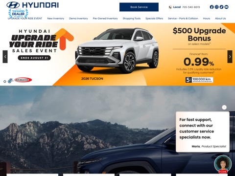 Screenshot of the Bourgeois Midland Hyundai website