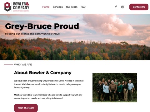 Screenshot of the Bowler & Company CPA Professional Corporation website