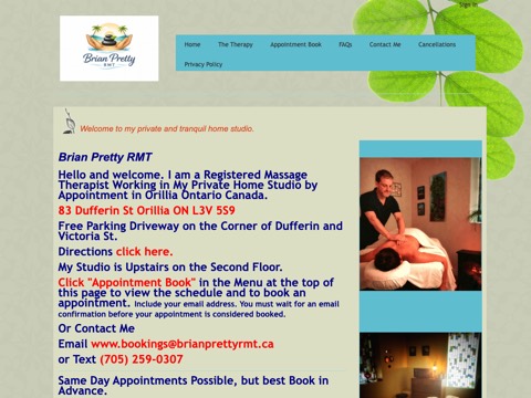 Screenshot of the Brian Pretty RMT website